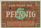 Deutschland 5 Pfennig 1947 Ro 208b Serie A Land Baden unc ---K2  26.01 £  +  4.64 £ shipping
