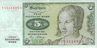 Deutschland 5 DM Deutsche Mark 1980 Ro 285b Y/A Replacement / Ersatznote... 10.40 £  +  4.64 £ shipping