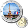 2 Euro Coloured Coin Set of 5 in Presentation Box - Paris Sights France