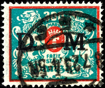 Official Stamps Danzig 300 Mark official stamp 1922 23 date