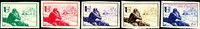 Französische Legion Outpost before Moscow, trial proofs in the colours blue-green, violet, dark red, brown and blue, on ungummed paper, unperforated -