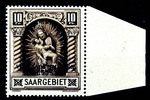 Saargebiet Referendum 1935, 10 Fr with plate flaw I, r from Fr with coating mint never hinged margin copy, Michel 220.- -