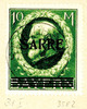 Saargebiet 10 Mark Bavaria with overprint Sarre with overprint flaw I small An in Sarre (position 15), used St. Ingbert 14. March on piece, -