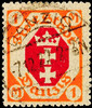 Danzig 1 M. Small national coat of arms with plate flaw IV, used, superb, signed Kniep BPP and Infla Berlin, Michel 100.- -
