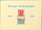 Danzig Danziger achievement show block with plate flaw right image border notched whose 25 Pfg. -value, used with special cancellatio -