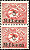 Danzig 5 Mill. On 10 000 Mk airmail issue in the vertical pair with normal stamp, mint never hinged extremely fine copy, signed (Michel -
