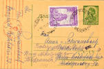 Serbien 0, 50 Din. Abbey Lazarica, as properly franked additional franking on 1, 50 Din. Postal stationery postcard from Belgrad 28. VII -