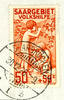 Saargebiet 50+50 C. Peoples help with plate flaw I on piece, centric cancellation SAARBR+£CKEN 30.12.26, impeccable, superb in every resp -