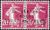 Frankreich - Dünkirchen 20 C. Postal stamp violet purple, horizontal pair with overprint in type II, reverse as usual partial cancel of the Postmark Co -
