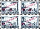 Serbien 1 D. - 12 D. Airmail, complete in mint never hinged block of four, Michel 480.-; -