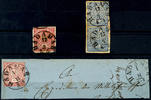 Thurn & Taxis Nachverwendungen HADAMAR - single circle cancel, each clear on three letter pieces, North German Postal District Michel no. 4, 5 vertical pair -