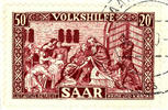 Saargebiet 8 Fr. - 50 Fr. Peoples help 1950, complete set with 5 values, used Saarbrücken 2 v 16.11.50 on letter pieces, in perfect condi -