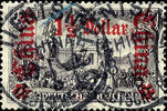 Deutsche Post in China 3 Mark German Reich with overprint China 1 1/2 Dollar, perforation 26: 17, sound, used TIENTSIN, Michel 150.- -