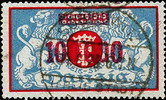 Danzig 100 000 on 20 000 Mk national coat of arms with overprint error fourth 0 from left above open, cancelled commercially used ite -