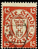 Danzig 15 Pf . With plate flaw I used, reperforated -