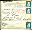 Ostland 50 Pfg Hitler, six piece front- and reverse on package card from Marienharsen with customs slip of paper to Erford, slight water -