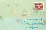 Feldpostbriefe im II. Weltkrieg 1945, island post, fieldpost letter from 23.2.45 with rouletted island post stamp with Agramer overprint and senders note fieldp -