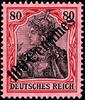 Deutsche Post in der Türkei 5 Pfennig to 80 penny Germania with diagonal overprint in French currency, 5 and 10 cent in both colours, mostly expertized Bothe BPP, Mi -