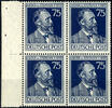 Alliierte Besetzung 75 Pfg 50. Day of death Heinrich from Stephan, plate flaw V, perfectly mint never hinged, Michel 80.- -