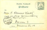 Deutsch-Neuguinea Ganzsachen 5 Pfg imperial yacht - card, cancel SIMPSONHAFEN DNG (date indecipherable, written at the 29. X. 07), to Meissen -