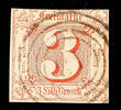 Thurn & Taxis Nummernstempel 13 - CARLSHAFEN, centric tenuous on having bright colours, three sided having full margins 3 Sgr. Brown red -