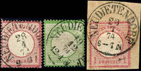 Thurn & Taxis Nachverwendungen NEUDIETENDORF 28 1 72 - single circle cancel, clear on 1 Gr. Small breast shield and with date from 19.12.74 on 1/3 Gr. Large -
