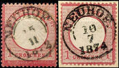 Thurn & Taxis Nachverwendungen NEUHOF - two ring cancel, centric clear with data from 15.11.1872 and 10.7.1874 on cancelled 1 Gr. Small breast shield and le -