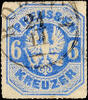 Thurn & Taxis Nachverwendungen RODACH 21 / 11 (1867) - single circle cancel, on Prussia 6 Kr., slight defects -