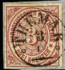 Thurn & Taxis Nachverwendungen THEMAR, single circle postmark S.O.T.N on piece in outstanding quality North German Postal District 3 Kr. -