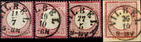 Thurn & Taxis Nachverwendungen VILBEL - single circle cancel, each clear on three particular stamps and a letter piece -