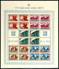 Serbien 3 - 50 Din, a hundred years Serbian post as complete se-tenant sheet with the plate flaw I, different distinct, on the fields 1, -