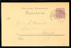 Deutsches Reich - Bahnpost DEUTZ-NIEDERLAHNSTEIN ZUG 51 - railway mail oval cancel, on postal stationery postcard 5 Pfg with senders note Niederdollendo -