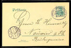 Deutsches Reich - Bahnpost Limbourg ALTENKIRCHEN ZUG 992 - railway mail oval cancel, on postal stationery postcard 5 Pfg Germania with senders note from -