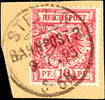 Deutsches Reich - Bahnpost STETTIN railway mail 3.9 7.95 - circle upper segment cancel, clear on piece 10 Pfg -