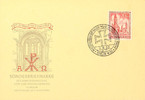 Berlin 10 Pfg Emperor-Wilhelm memorial church on official unmailed First Day Cover with first day special cancel BERLIN 9.8.53. Impec -