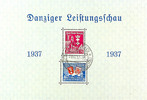Danzig Danziger achievements souvenir sheet issue with plate flaw right image border notched, cancelled superb item with special canc -