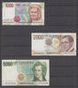 Italy 1000, 2000 and 5000 Lire 1985 and 1990 ss/vz 10.84 £  +  8.67 £ shipping