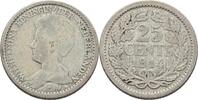Niederlande 25 Cent Wilhelmina 1890-1948. -
