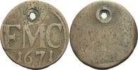 Bayern München Einseitige Kupfermarke Ferdinand Maria, 1651-1679. -