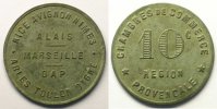 Emergency coins and tokens REGION PROVENCALE Chambre de Commerce de la Région Provençale Elie 10.2 10 c Zn,R 30mm SUP -