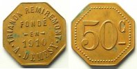 Emergency coins and tokens 50 cent REMIREMONT (88) Trianon Remiremont, A. Demesy Elie manque 50 cent Cu, 8 23mm 1910 TTB+ -