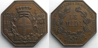 Tokens and Medals jeton Numismatics of insurance companies Le Midi jeton octogonal en cuivre Marseille Incendie SUP -
