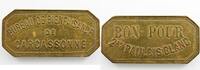 Emergency coins and tokens Blanc CARCASSONNE (11) Bureau de Bienfaisance Elie 15.3a Bon pour 2 Kos Pain Bis Blanc Lt, rectangle coins coupés TTB+ -
