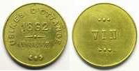 Emergency coins from Alsace-Lorraine OTTANGE (57) Usines d'Ottange, 1862 Vin Lt,R 23,5mm TTB+ -