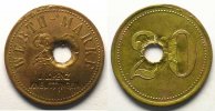 Emergency coins from Alsace-Lorraine KNEUTTINGEN (Knutange) (57) J. Lorenz 20 (Pf) Lt, R troué 20,5mm TTB -