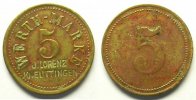 Emergency coins from Alsace-Lorraine KNEUTTINGEN (Knutange) (57) J. Lorenz 5 (Pf) Lt, R 18,5mm TB+/TTB -