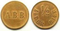 World coins Switzerland, emergency coins and tokens Bâle, A.B.B. (Actien Brauerei Basel) 1/2 LITER BIER Cu,R, 22 mm TTB+ -