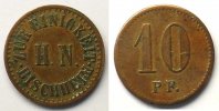 Emergency coins from Alsace-Lorraine 10 Pf BISCHHEIM (67) Zur Einigkeit, H. N. 10 Pf Cu, R 16,5mm TB+/TTB -