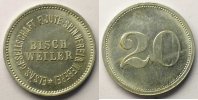 Emergency coins from Alsace-Lorraine BISCHWEILER (Bischwiller) (67) Elsäs Gesellschaft F.Jute-Spinnerei & Weberei 20 (Pf) Al, R 24mm SUP -