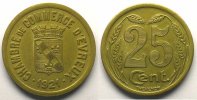 Emergency coins and tokens EVREUX (27) Chambre de Commerce Elie 10.8 25 c 1921 Lt,R 27 mm (ESSAI) SUP -